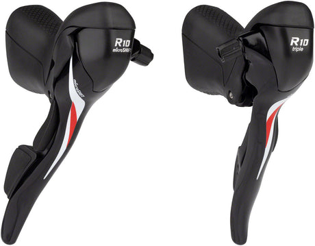 microSHIFT R10 Drop Bar Shift Lever Set - 3 x 10-Speed Shimano Compatible BLK