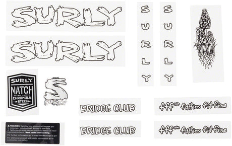 Surly Bridge Club Frame Decal Set - White with Mushrooms