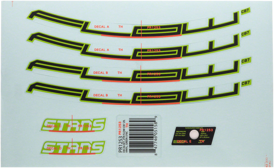 Stan's Flow CB7 Rim Decal - 27.5" Green Set
