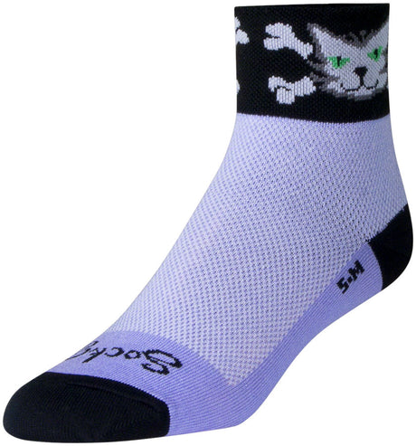 SockGuy Classic Bad Kitty Socks - 2" Purple Women's Small/Medium