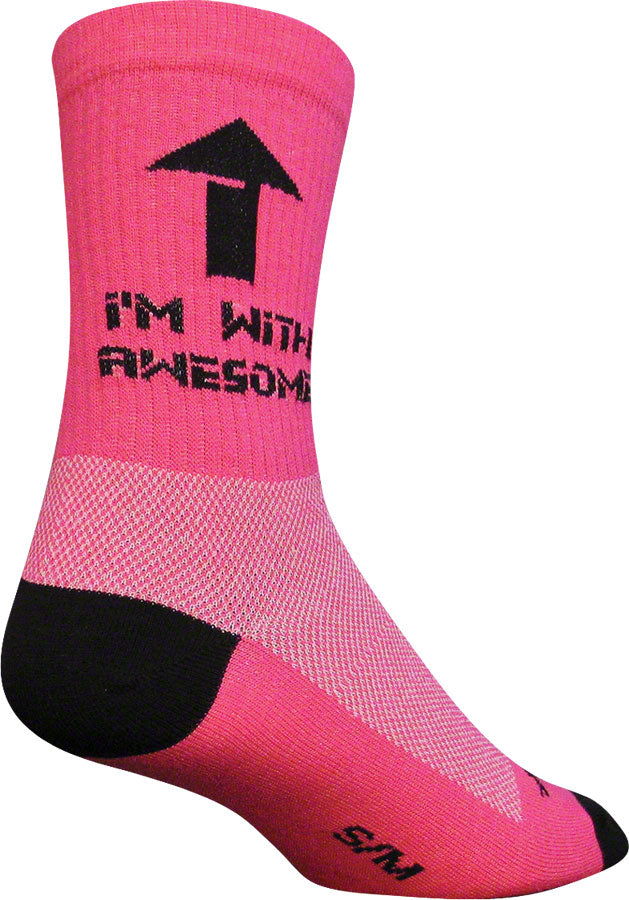 SockGuy Crew I'm With Awesome Socks - 6" Pink Large/X-Large