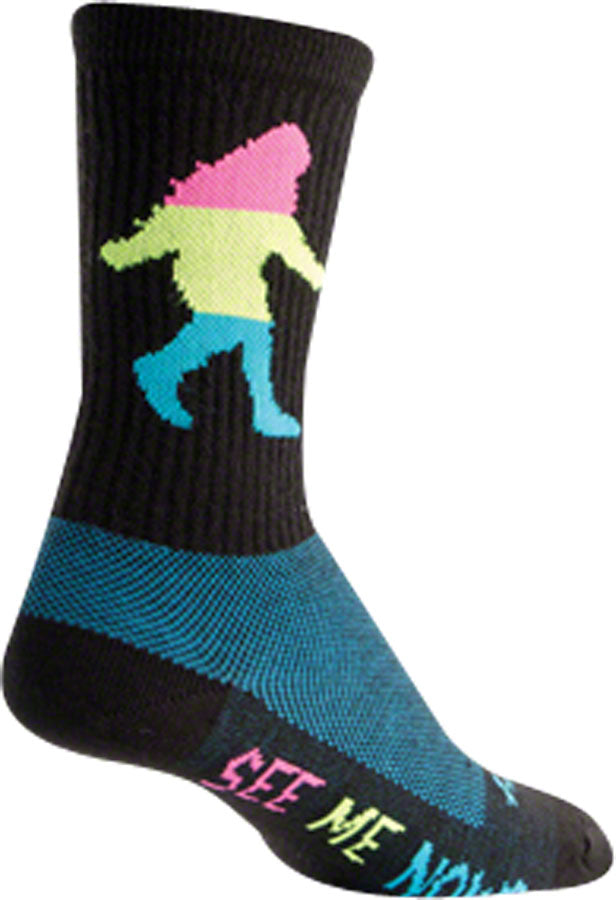 SockGuy Wool Neon Sasquatch Socks - 6" Black Small/Medium