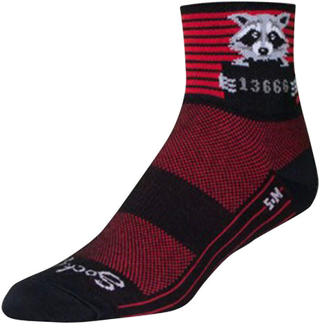 SockGuy Classic Busted Socks - 3" Black/Red Stripe Small/Medium