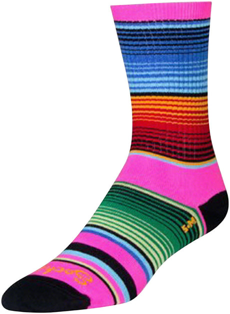 SockGuy Crew Siesta Socks - 6" Pink/Multi-Color Small/Medium
