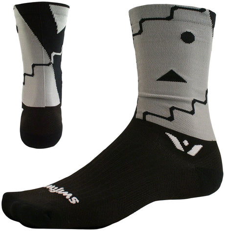 Swiftwick Vision Six Abstract Sock - 6" Black Medium