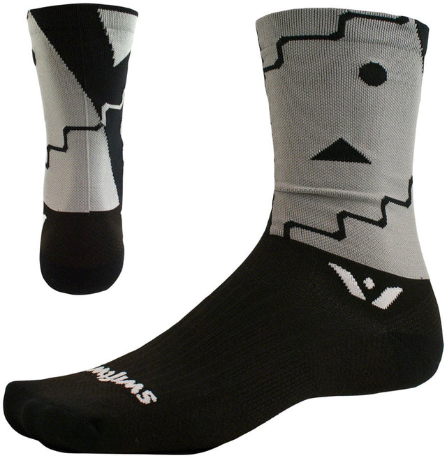 Swiftwick Vision Six Abstract Sock - 6" Black Small