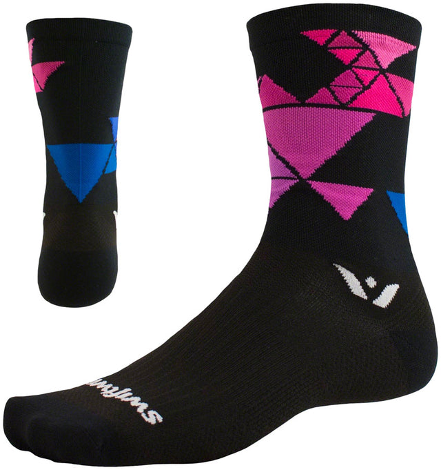 Swiftwick Vision Six Geometric Sock - 6" Black X-Large