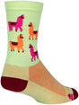 SockGuy Mo' Llamas Crew Socks - 6" Green/Pink/Orange Small/Medium