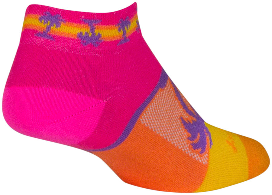 SockGuy Tropical Classic Low Socks - 1" Pink/YLW/Orange Women's Small/Medium