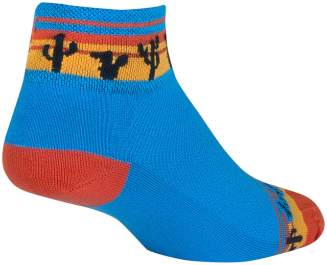 SockGuy Desert Classic Low Socks - 2" Blue/Orange/Gold Women's Small/Medium