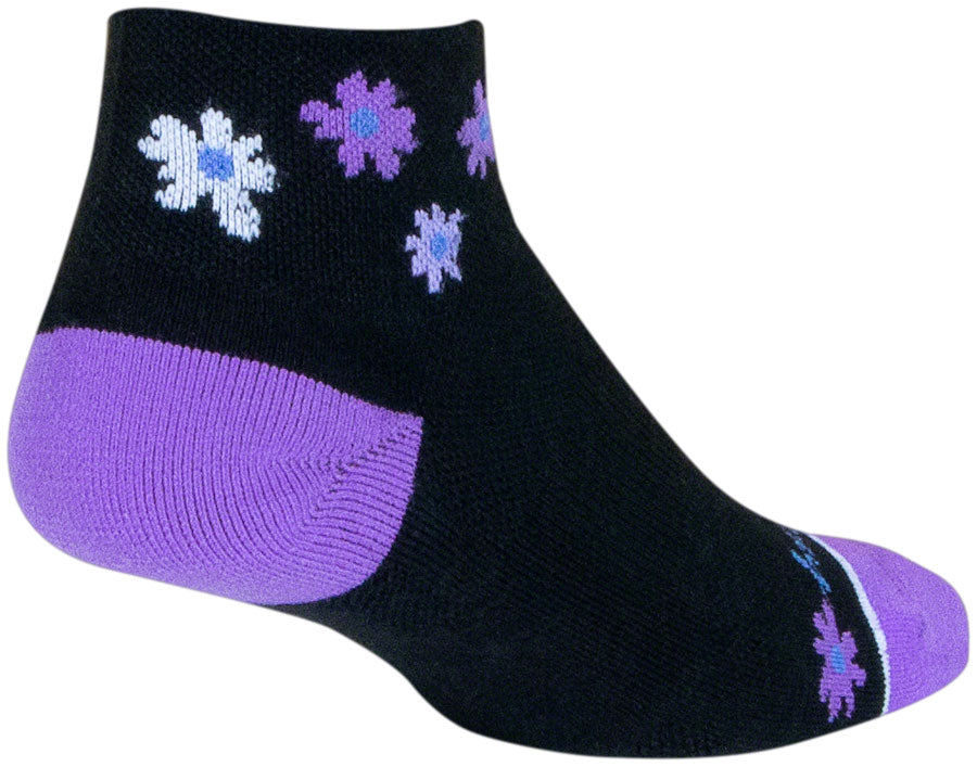 SockGuy Channel Air Daisy Classic Low Socks - 2" BLK/Purple Women's Small/Medium