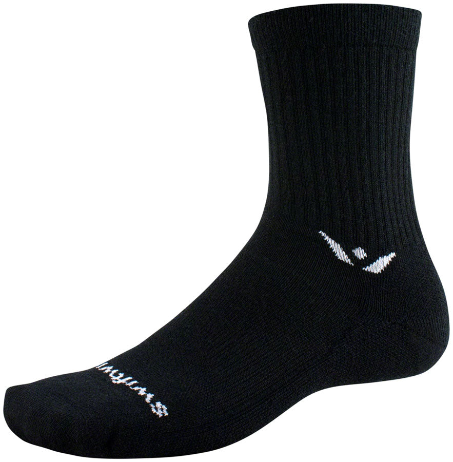 Swiftwick Pursuit Hike Light Cushion Wool Socks - 6" Light Weight BLK Small