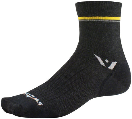 Swiftwick Pursuit Four Ultralight Socks - 4" Retro Stripe Charcoal XL