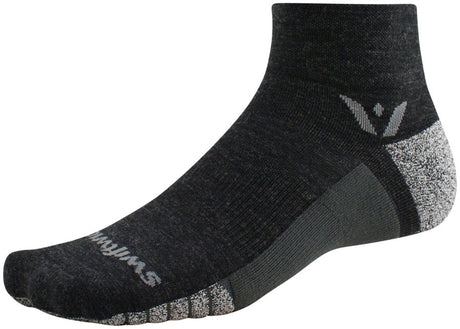 Swiftwick Flite XT Trail Quarter Crew Socks - 2" Coal Small