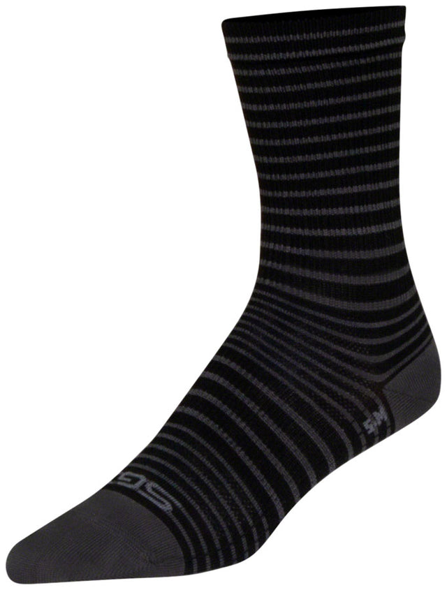 SockGuy SGX Black Stripes Socks - 6" Black Small/Medium