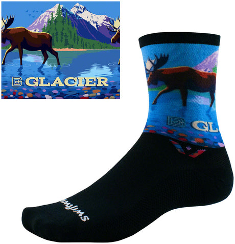 Swiftwick Vision Impression National Park Crew Socks - 6" Glacier Large