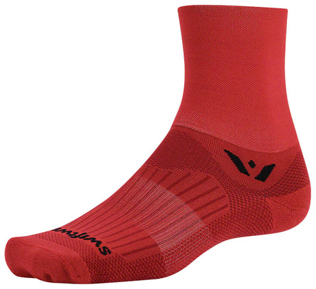 Swiftwick Aspire Quarter Crew Socks - 4" Red Large