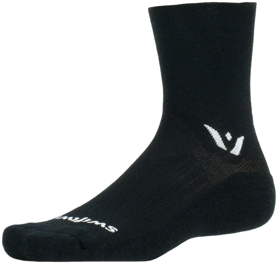 Swiftwick Pursuit Quarter Crew Socks - 4" Black Large
