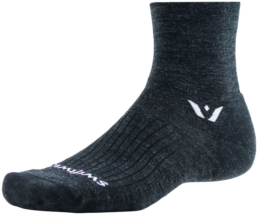 Swiftwick Pursuit Quarter Crew Socks - 4" Coal Large