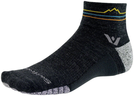 Swiftwick Flite XT Trail Quarter Crew Socks - 4" Coal Sunset Mountain X-Large