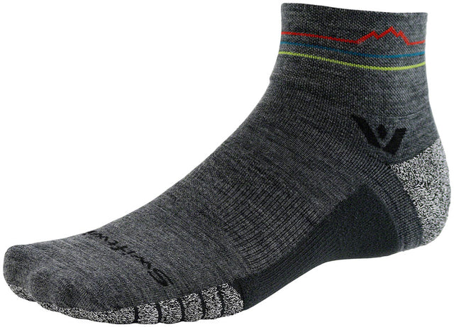Swiftwick Flite XT Trail Quarter Crew Socks - 4" Heather Sunset Mountain Small