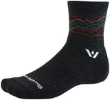 Swiftwick Pursuit Quarter Crew High Socks - 4" Coal Orange Large