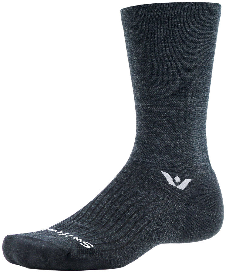 Swiftwick Pursuit Crew Socks - 6" Coal Orange Large