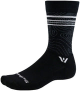 Swiftwick Pursuit Crew Socks - 6" Topographic Black Large