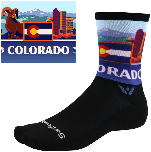 Swiftwick Vision Impression National Park Crew Socks - 6" Colorado X-Large