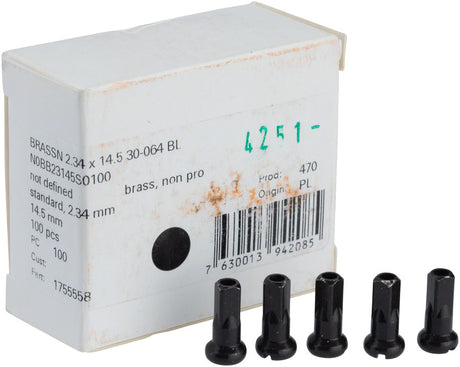 DT Swiss Standard Brass Nipples: 2.34 x 14.5mm Black Box of 100