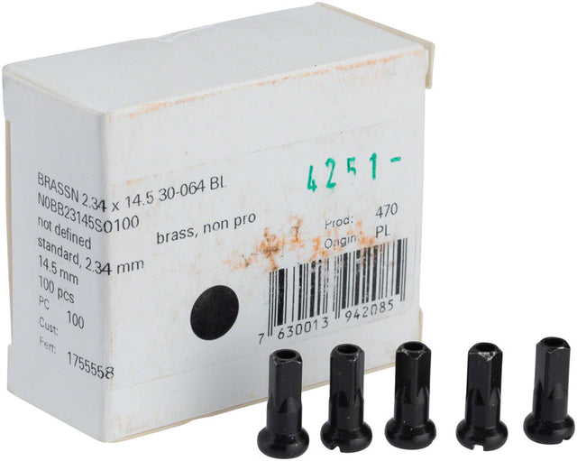 DT Swiss Standard Brass Nipples: 2.34 x 14.5mm Black Box of 100