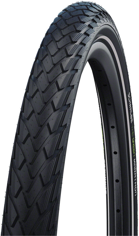 Schwalbe Green Marathon Tire - 700 x 38-40 Clincher Wire BLK/Reflective Performance Line GreenGuard TwinSkin Addix