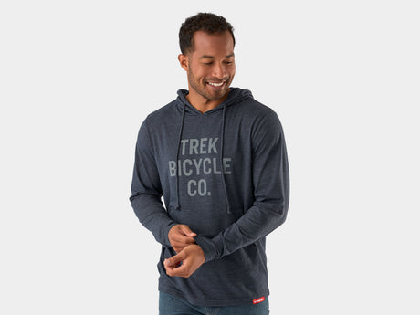 Trek Bicycle Co Long Sleeve Tee Hoodie LG Heather Navy Shirt