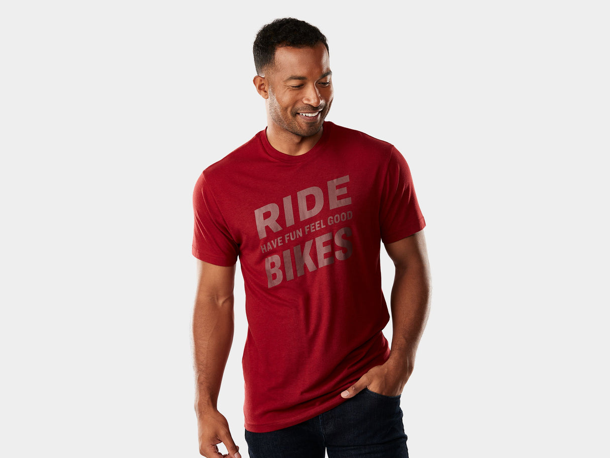 Trek Ride Bike Have Fun Feel Good Tee Small Dark Red Shirt