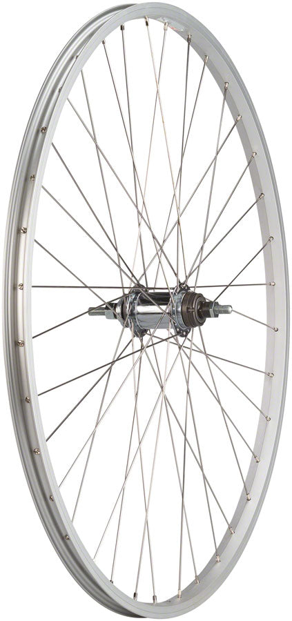 Quality Wheels Value Single Wall Series Coaster Brake Rear Wheel - 700c 3/8" x 124mm Coaster Brake 3 Prong Cog Silver 36H