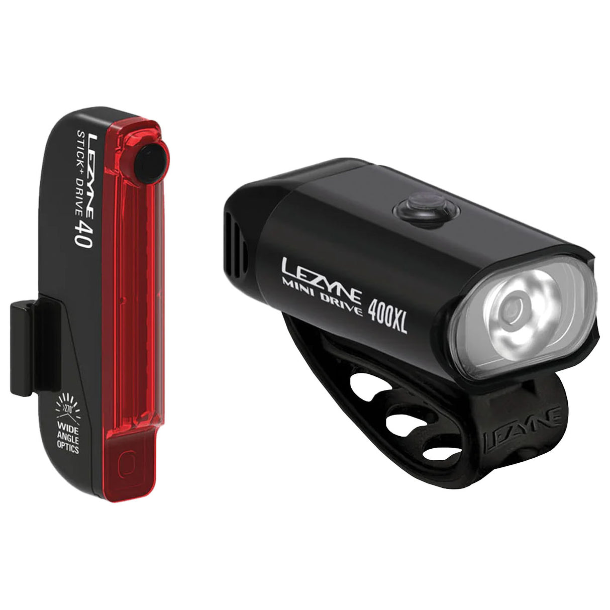 Lezyne Mini Drive 400XL and Stick+ Light Pair Black/Black
