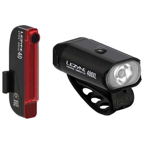 Lezyne Mini Drive 400XL and Stick+ Light Pair Black/Black