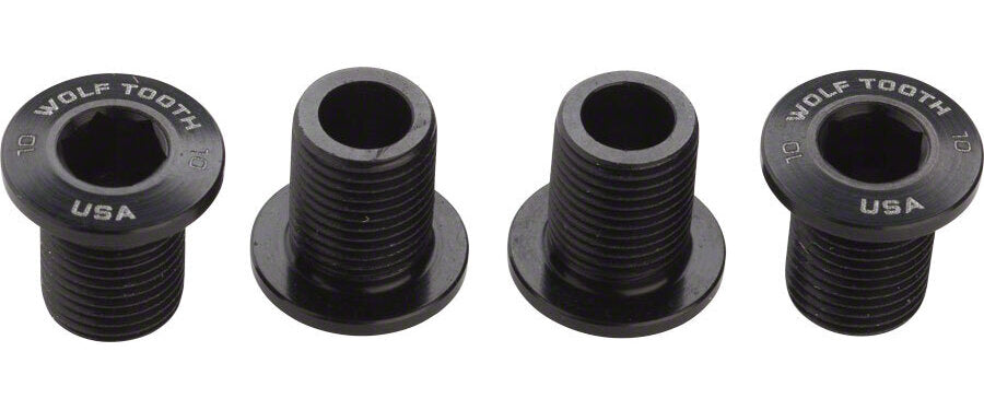 Wolf Tooth Set of Chainring Bolts for 104 x 30T Rings (10 mm long) 4-Pieces, Black