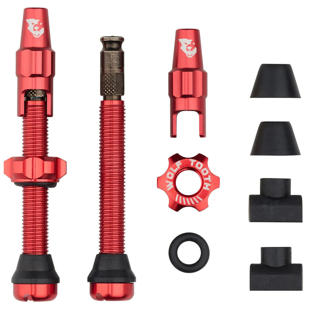 Wolf Tooth Components Tubeless Valve Stem Kit Clik Valve 44mm Red