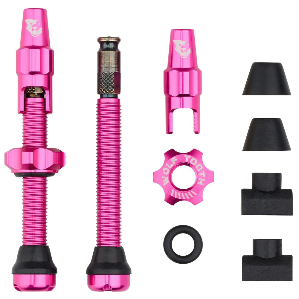 Wolf Tooth Components Tubeless Valve Stem Kit Clik Valve 44mm Pink